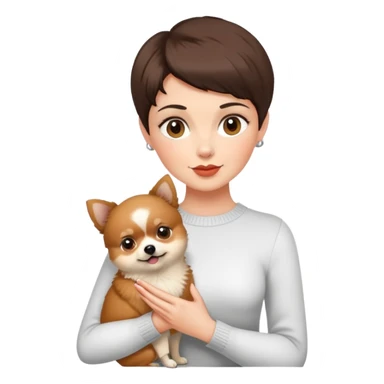 Brunette pixe haircut Holding a Pomeranian  sticker
