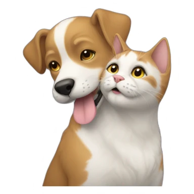 cat kissing dog in the moonlight sticker