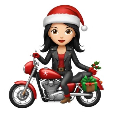 biker girl black long hair moto christmas h2R sticker