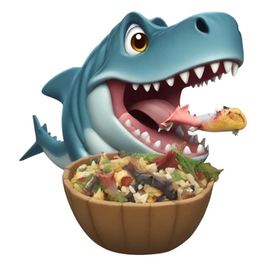 Dinosaur eating a shark sticker