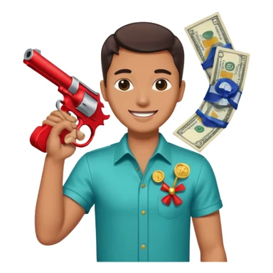 Dollars are pouring out of a red TikTok money gun "Sugar Daddy" sticker