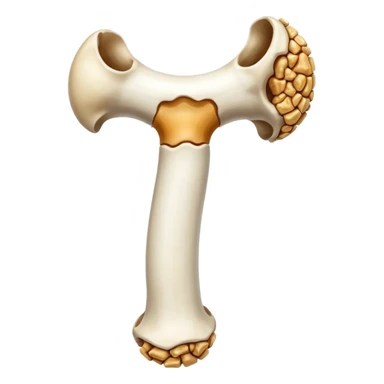 a femur bone with osteoporosis sticker