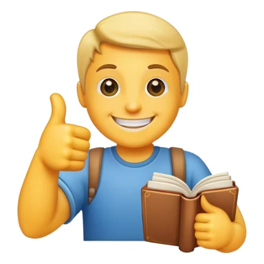 a little book smiling and giving a thumb up sticker