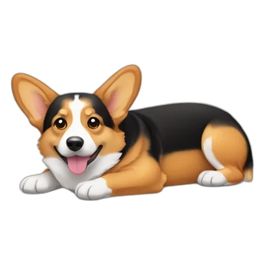 black and tan corgi lying sticker