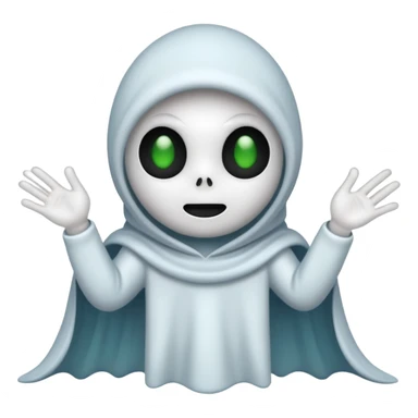an alien wearing a ghost costume, emoji style sticker