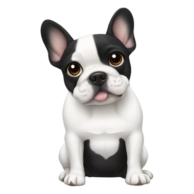 Black french bulldog with white chest sticker