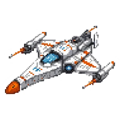 Compact space cruiser with orange accents sticker