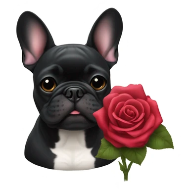 French bulldog black with rose sticker