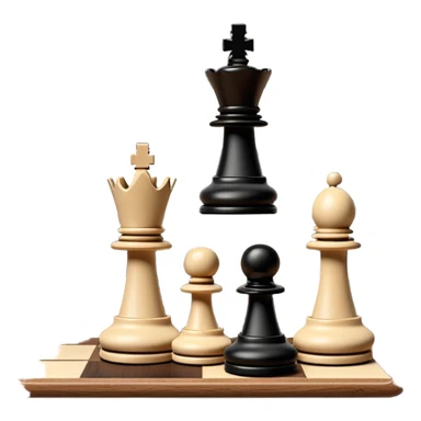 A chessboard with a few strategically placed pieces, including a king, queen, and pawns. The scene highlights the classic black and white squares of the board, emphasizing strategy and thoughtfulness in the game of chess. sticker