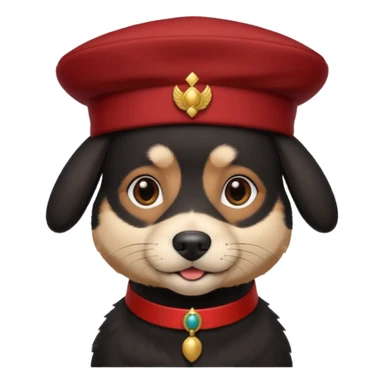 black suited dog with fes hat sticker