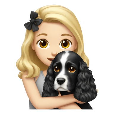 Blond girl with black and white cocker spaniel sticker