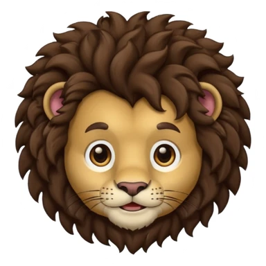 Make a cute boy lion with curly dark brown hair with a disconnected goatee and medium skin sticker