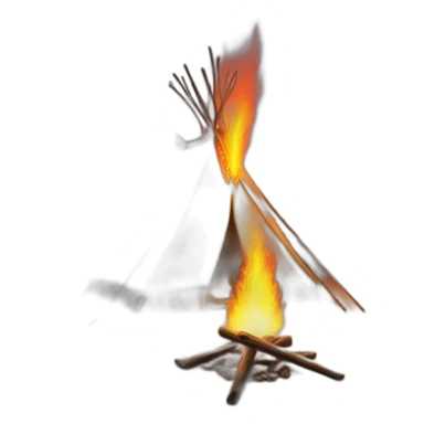 aboriginal tent with fire nearby sticker