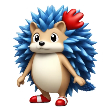 blue hedgehog with red shoes tan belly and white gloves sticker