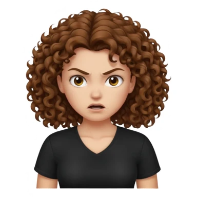 angry curly haired woman with torso sticker