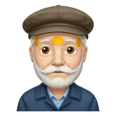 Old man white beard wearing a flat cap sticker