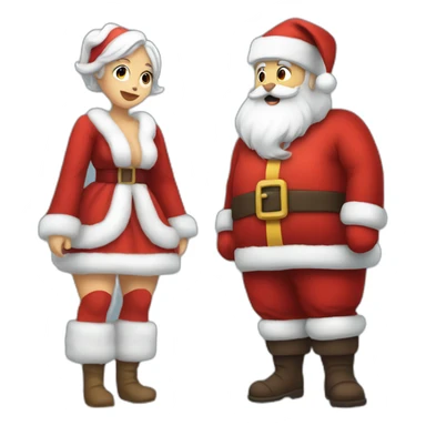 full body santa and mrs. claus kiss sticker