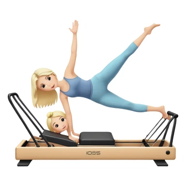 A white blonde girl doing pilates refoemer sticker