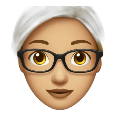 une fille avec de long cheveux noir lisse , et avec des lunette (en forme de carrer un peu déformé) assez grosse comparer a ça tête ,avec la couleur des yeux verts , et la peau assez clair sticker