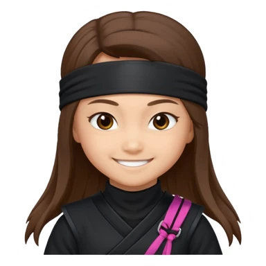 i need girl ninja smile with long brown hair with black costume with name mabel sticker