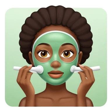Black girl applying face mask skincare sticker