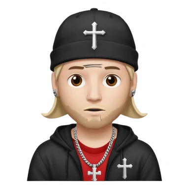 rapper da trắng đội mũ len mlb áo thánh giá đeo khăn trùm mặt sticker