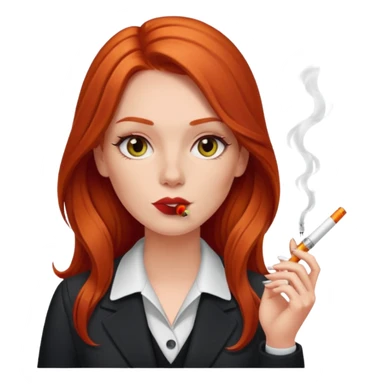 long hair red head office girl, smoking electric ciggarette sticker