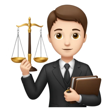 Lawyer holding a scale sticker
