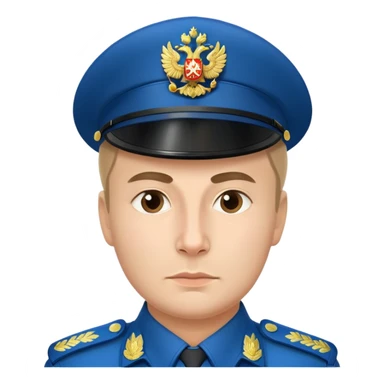 Russian policeman with traditional Russian police hat and uniform sticker