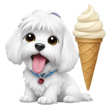 Black Maltese eating ice cream sticker