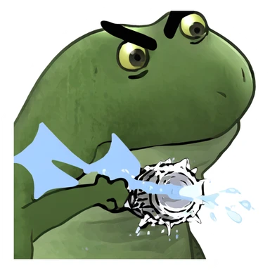 Fearsome turtle with spiked shell, large dragon wings, prominent fangs, sharp claws, shooting water and steam sticker