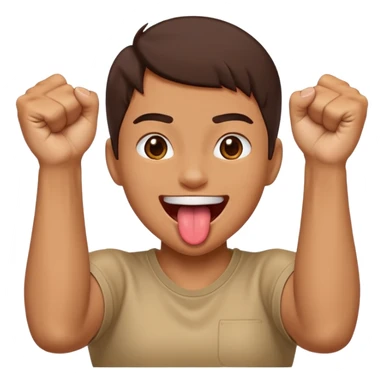 Tongue out face with two fists together sticker