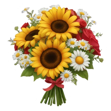Sunflowers and daisy bouquet with roses sticker