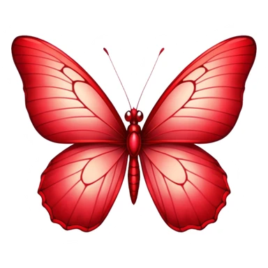 Cinematic Realistic Noble Red Butterfly Portrait Emoji, Poised and elegant, with delicate, translucent wings rendered in rich ruby and scarlet hues, a slender, graceful body with intricately detailed textures, and soft, reflective eyes, illuminated by natural light, high shine, intelligent and regal, styled with an air of refined natural splendor, focused and attentive, soft glowing outline, capturing the essence of a watchful and confident red butterfly that appears to emerge majestically from the screen! sticker