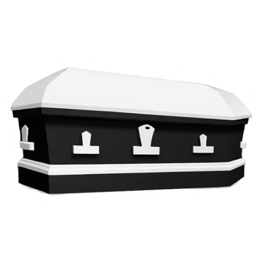 black and white coffin 2d emoji angled 45degrees sticker