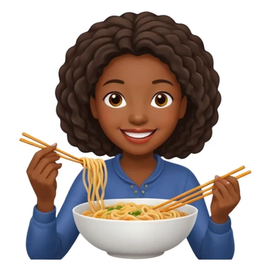 Black woman eating noodles sticker