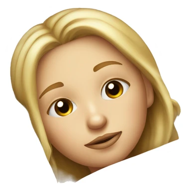 A blonde girl with brown eyes sleepin on a silk bed sticker