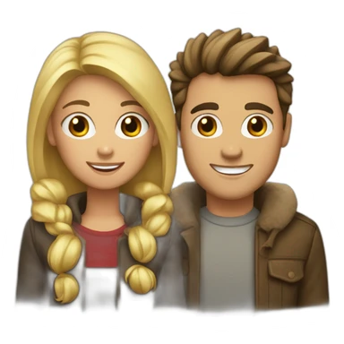 Couple brun et blonde a Noël sticker