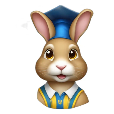 Ukrainian rabbit student in a square academic cap sticker