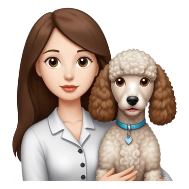 Long straight brown hair brown eyes beautiful women The white standard poodle you're holding sticker