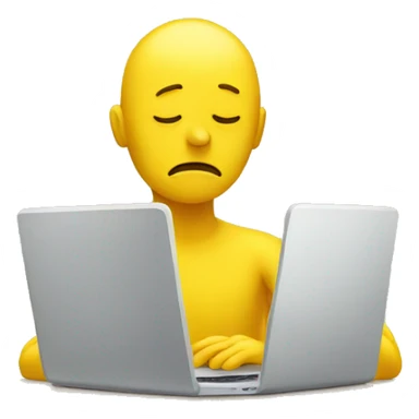 sad yellow person with laptop sticker