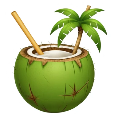 Green Coconut with straw sticker