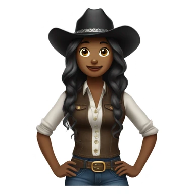 Pretty black cowgirl long hair wearing gallon hat sticker