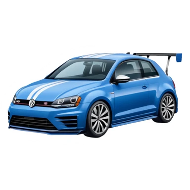 blue Volkswagen R car with racing stripes sticker