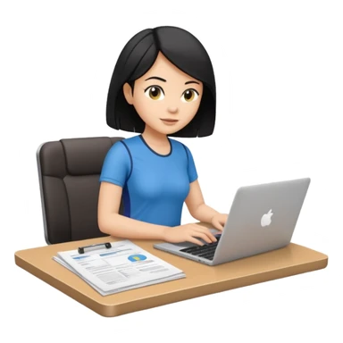 short white lady with black shoulder length hair who is a runner, used to be a teacher, and works remotely through a laptop as a documents engineering manager. sticker
