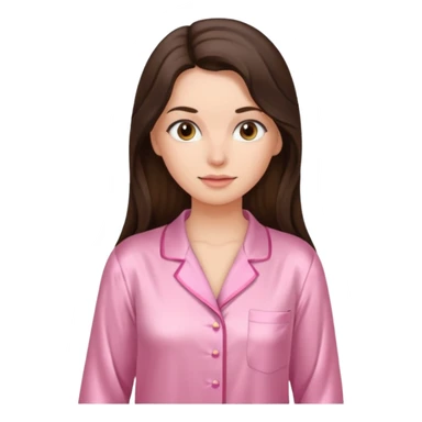 Brunette long hair lady in her soft silk pink pijamas sticker