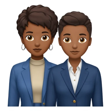 Black lesbian couple with one masculine with short hair and one feminine with long hair in stylish clothes  sticker
