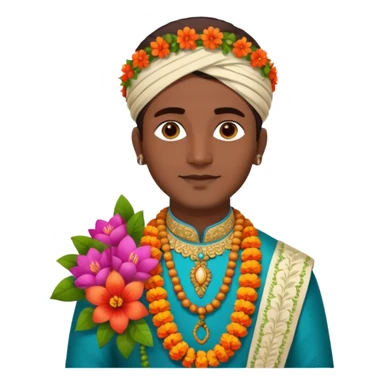indian groom holding garland sticker