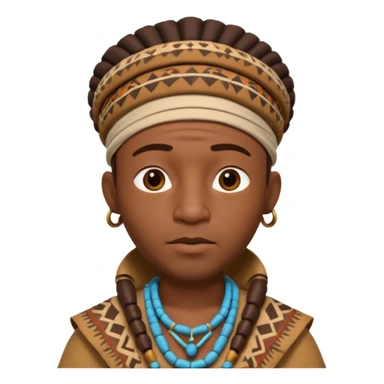 A 3D cartoon African man from the 1800s wearing traditional tribal clothing, calm expression, natural background, Memoji-style realism. sticker