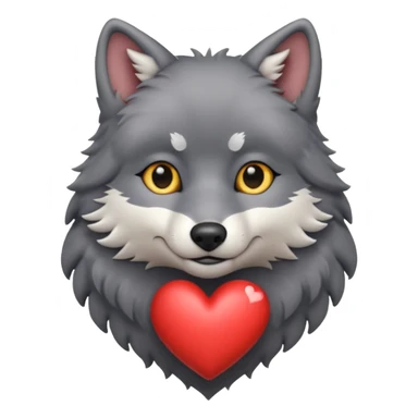 cute dark grey wolf inside heart sticker